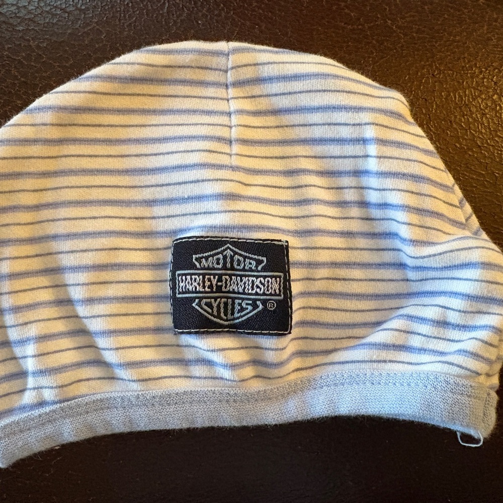 Vintage Harley-Davidson Kids Light Blue Striped Hat